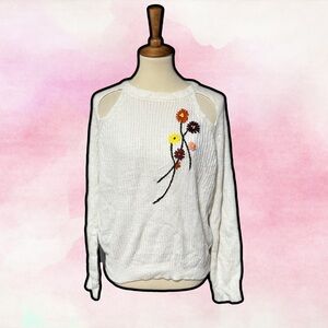 🌈 Beautiful Sweater with Floral Embroidery